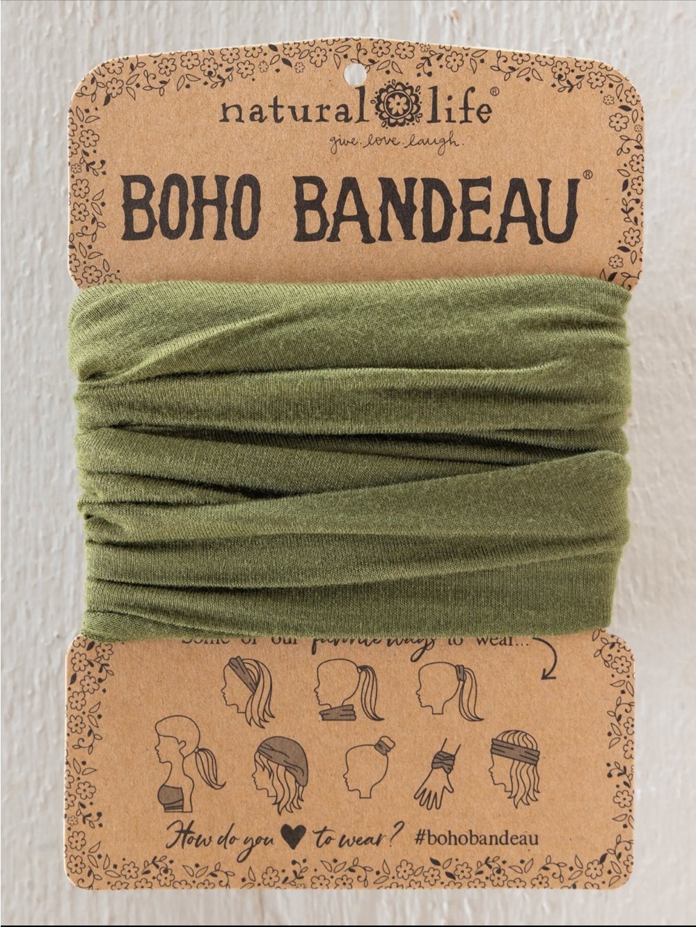 NATURAL LIFE Olive Green Boho Bandeau Headband #48